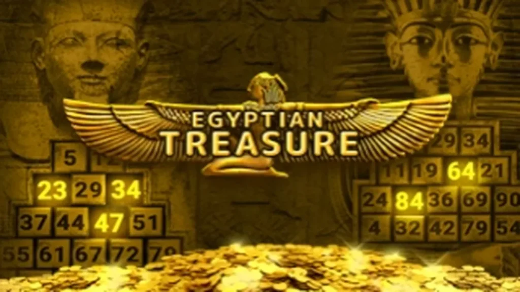 Tampilan visual slot Egyptian Treasure dengan tema Mesir kuno yang memukau