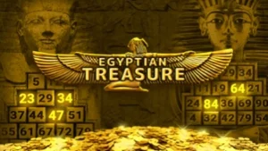 Tampilan visual slot Egyptian Treasure dengan tema Mesir kuno yang memukau